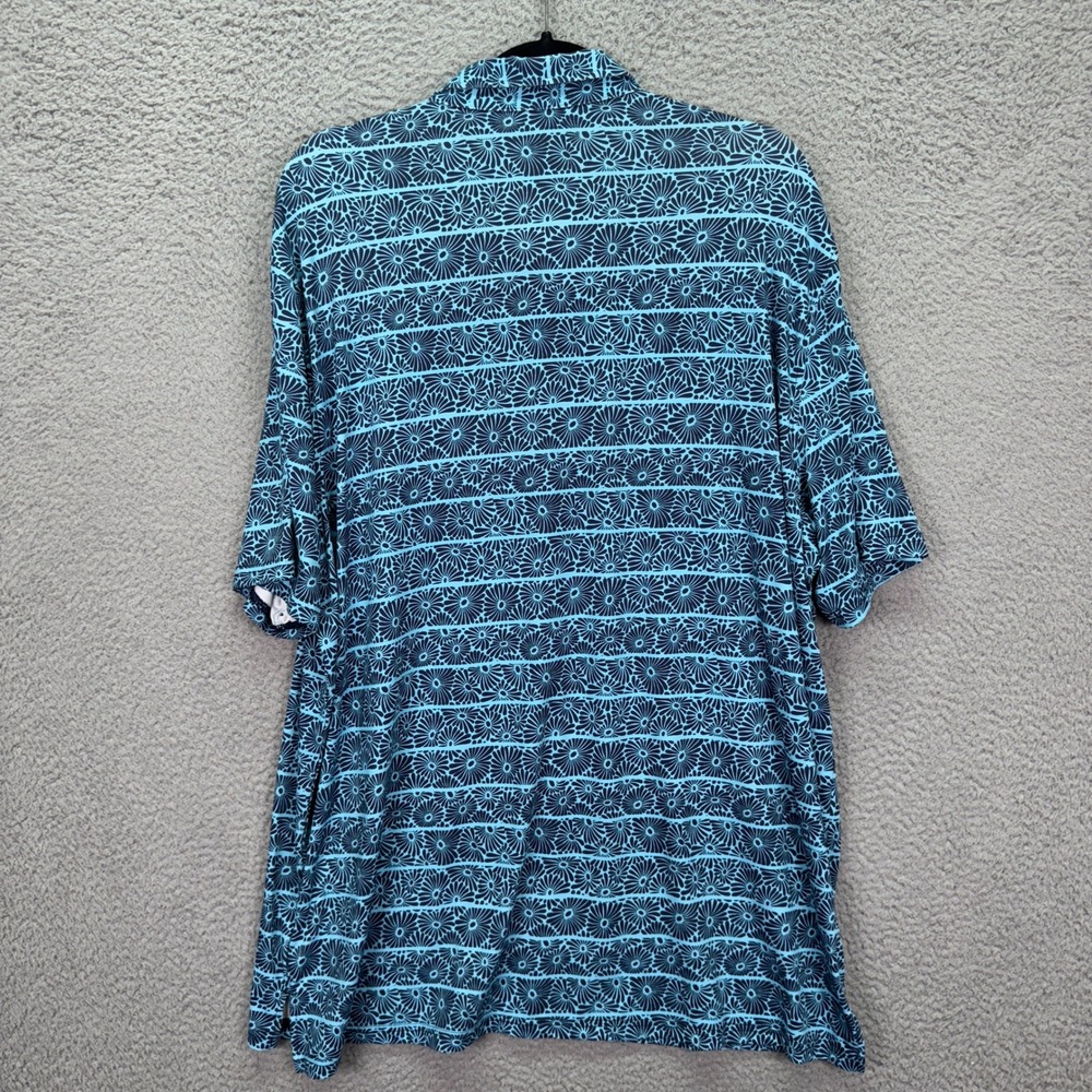 Reyn Spooner Polo Shirt Mens 2XL Blue Floral Limited Issue Medallion Performance - Picture 3 of 10
